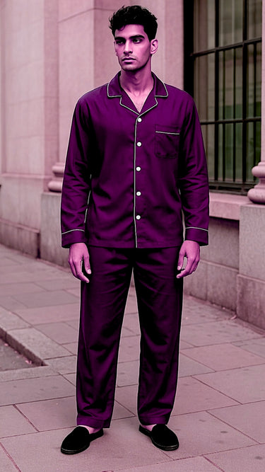Menโs Plain Plum Linen